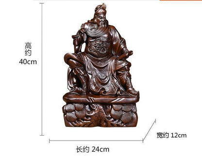 40cm,top Ebony Wood China Guan Gong Yu sit,Warrior Guangong Statue Carved WOODEN