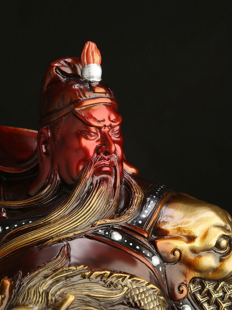 63cm,Chinese Folk Brass red Copper Guan Gong Guan Yu Warrior God Knife Statue