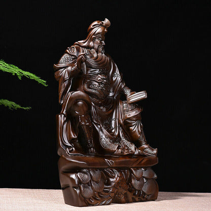 40cm,top Ebony Wood China Guan Gong Yu sit,Warrior Guangong Statue Carved WOODEN