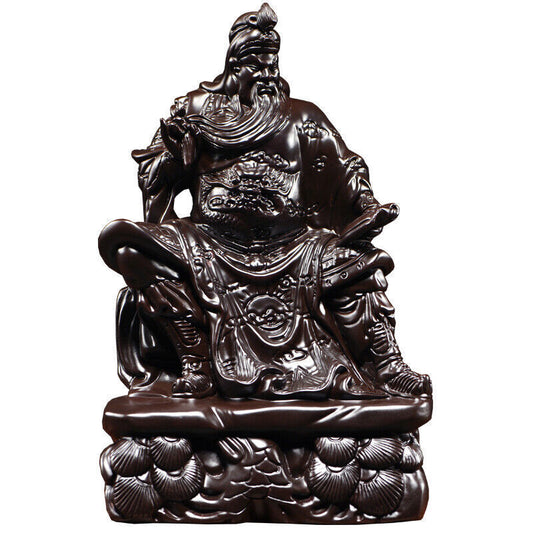 Guan Yu Gong Warrior God Wealth Ebony Wood Guanyu Statue fengshui guangong read