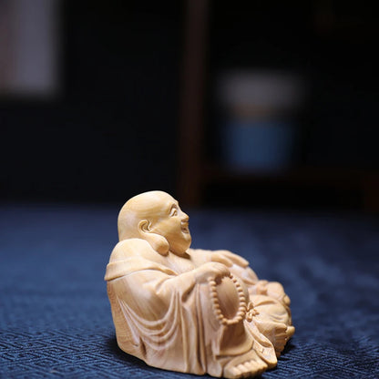 10cm/12.5cm Boxwood Buddha Feng Shui Car Hanging Wood Statue Zen Real Wood Wood Sculpture Home Décor