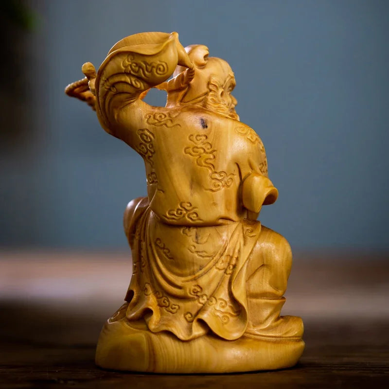 10cm Boxwood ZhongKui Wood Sculpture Figure of Buddha Statue Household Decor Chinese Style Arts Home Decor