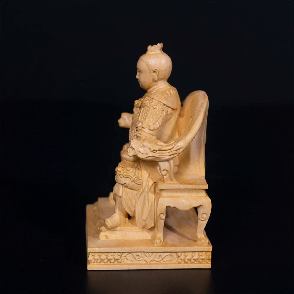 10cm Nezha Boxwood Sculpture Decoration Marshal of the Central Altar Feng Shui Wood Statue Third Lotus Prince Home Decor
