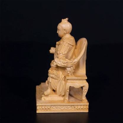 10cm Nezha Boxwood Sculpture Decoration Marshal of the Central Altar Feng Shui Wood Statue Third Lotus Prince Home Decor