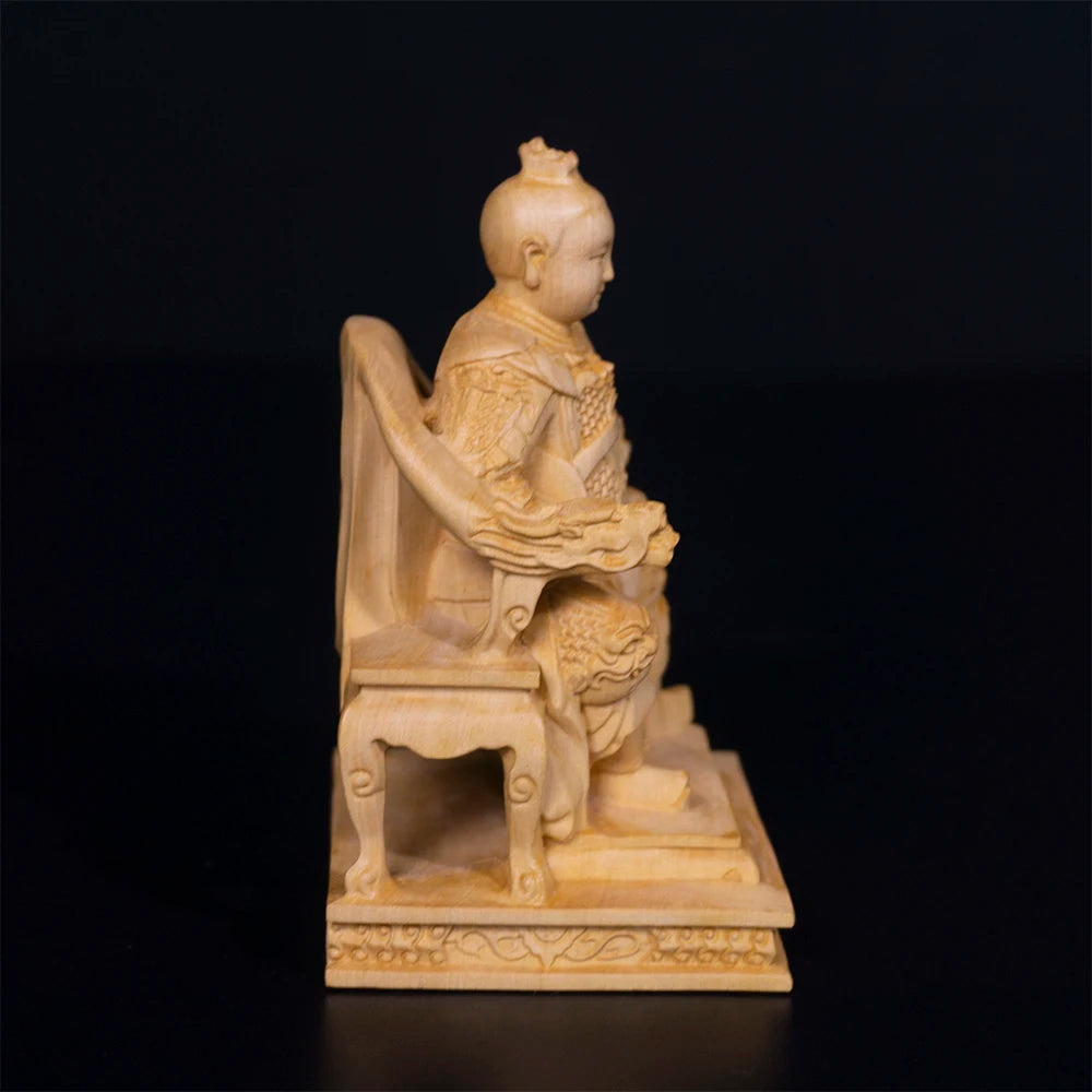 10cm Nezha Boxwood Sculpture Decoration Marshal of the Central Altar Feng Shui Wood Statue Third Lotus Prince Home Decor
