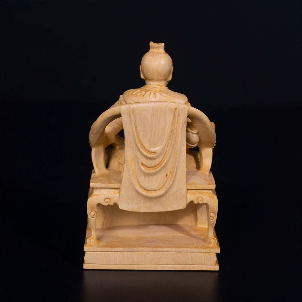 10cm Nezha Boxwood Sculpture Decoration Marshal of the Central Altar Feng Shui Wood Statue Third Lotus Prince Home Decor