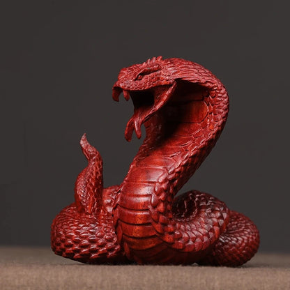 10cmRosewood statue Zodiac auspicious snake home decoration handhandle piece car solid wood animal wood sculpture