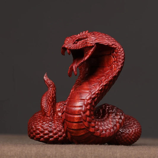 10cmRosewood statue Zodiac auspicious snake home decoration handhandle piece car solid wood animal wood sculpture