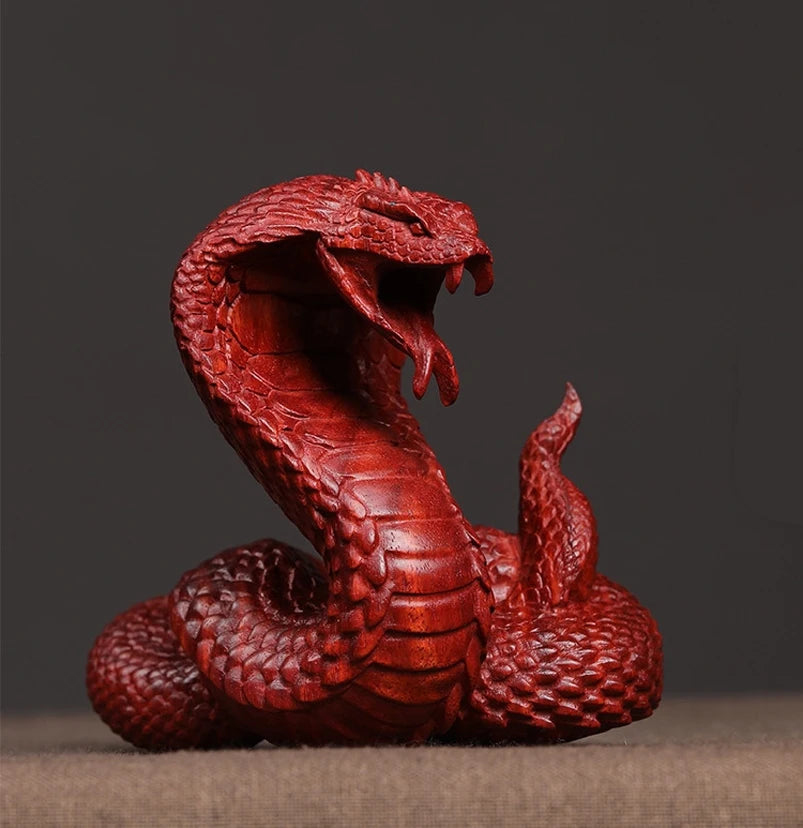 10cmRosewood statue Zodiac auspicious snake home decoration handhandle piece car solid wood animal wood sculpture