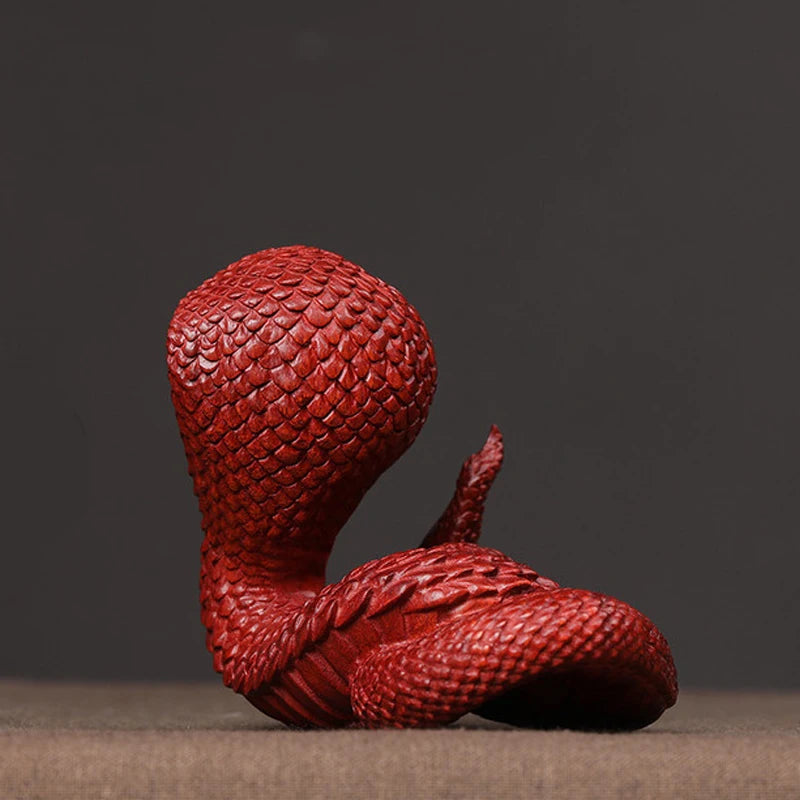 10cmRosewood statue Zodiac auspicious snake home decoration handhandle piece car solid wood animal wood sculpture