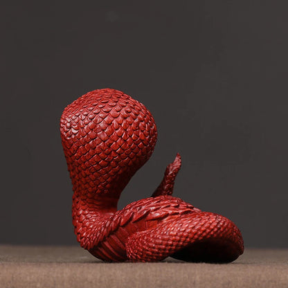 10cmRosewood statue Zodiac auspicious snake home decoration handhandle piece car solid wood animal wood sculpture