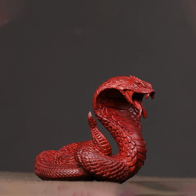 10cmRosewood statue Zodiac auspicious snake home decoration handhandle piece car solid wood animal wood sculpture