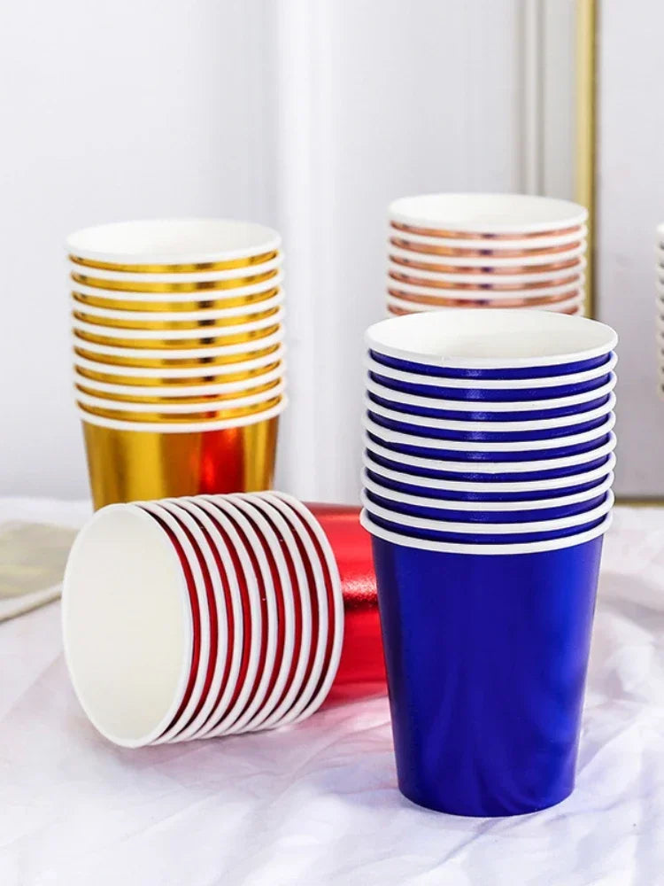 10pcs Colorful Party Paper Cup Restaurant Supplies Children's Day Birthday Dinner Disposable Birthday Party Tableware Supplies