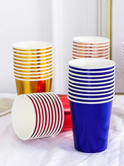 10pcs Colorful Party Paper Cup Restaurant Supplies Children's Day Birthday Dinner Disposable Birthday Party Tableware Supplies