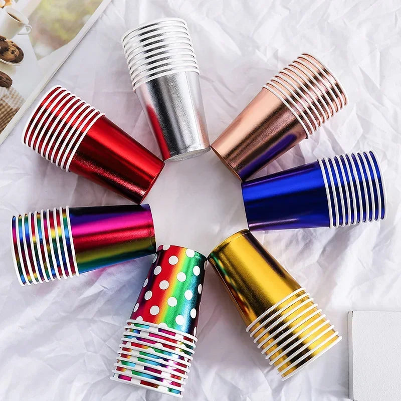10pcs Colorful Party Paper Cup Restaurant Supplies Children's Day Birthday Dinner Disposable Birthday Party Tableware Supplies
