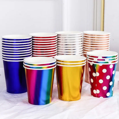 10pcs Colorful Party Paper Cup Restaurant Supplies Children's Day Birthday Dinner Disposable Birthday Party Tableware Supplies