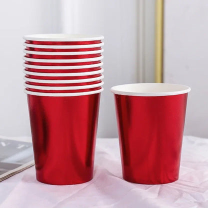 10pcs Colorful Party Paper Cup Restaurant Supplies Children's Day Birthday Dinner Disposable Birthday Party Tableware Supplies