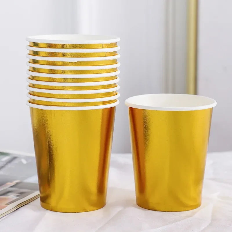 10pcs Colorful Party Paper Cup Restaurant Supplies Children's Day Birthday Dinner Disposable Birthday Party Tableware Supplies