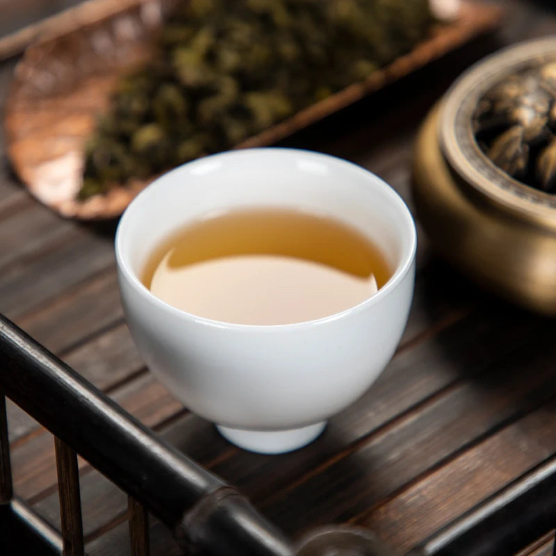 10pcs/pack Dehua High White Porcelain Pure White Ceramic Tea Cup Handmade Kungfu Tea Set Household Simple Pu'er Tea Cup Set