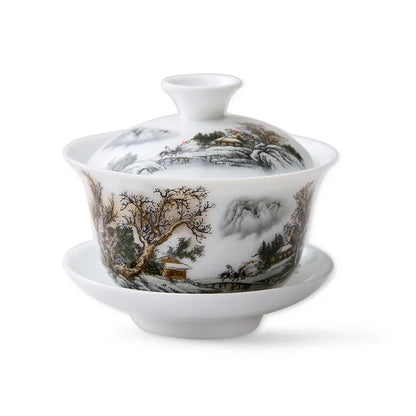 11.11  gaiwan 80cc porcelain tureen Chinese ceramic tea bowl set covered bowl with lid cup saucer China cup bowls on sales new