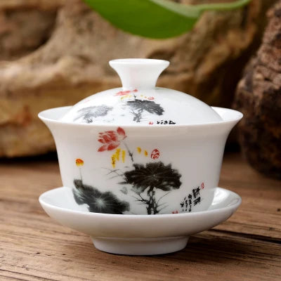 11.11  gaiwan 80cc porcelain tureen Chinese ceramic tea bowl set covered bowl with lid cup saucer China cup bowls on sales new