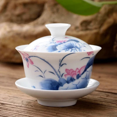 11.11  gaiwan 80cc porcelain tureen Chinese ceramic tea bowl set covered bowl with lid cup saucer China cup bowls on sales new