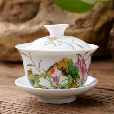 11.11  gaiwan 80cc porcelain tureen Chinese ceramic tea bowl set covered bowl with lid cup saucer China cup bowls on sales new
