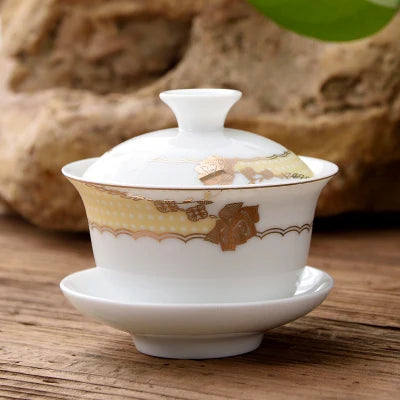 11.11  gaiwan 80cc porcelain tureen Chinese ceramic tea bowl set covered bowl with lid cup saucer China cup bowls on sales new