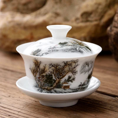 11.11  gaiwan 80cc porcelain tureen Chinese ceramic tea bowl set covered bowl with lid cup saucer China cup bowls on sales new