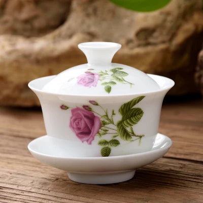 11.11  gaiwan 80cc porcelain tureen Chinese ceramic tea bowl set covered bowl with lid cup saucer China cup bowls on sales new