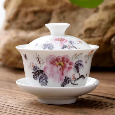 11.11  gaiwan 80cc porcelain tureen Chinese ceramic tea bowl set covered bowl with lid cup saucer China cup bowls on sales new
