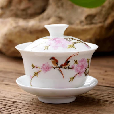 11.11  gaiwan 80cc porcelain tureen Chinese ceramic tea bowl set covered bowl with lid cup saucer China cup bowls on sales new