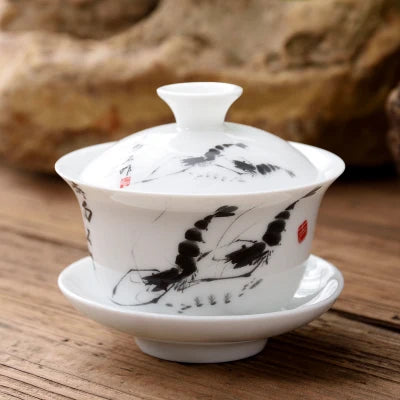11.11  gaiwan 80cc porcelain tureen Chinese ceramic tea bowl set covered bowl with lid cup saucer China cup bowls on sales new