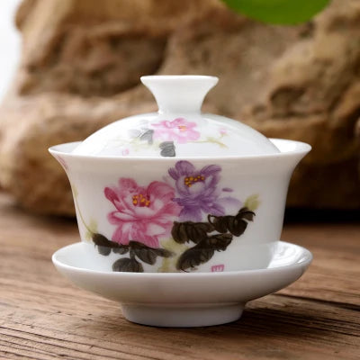 11.11  gaiwan 80cc porcelain tureen Chinese ceramic tea bowl set covered bowl with lid cup saucer China cup bowls on sales new