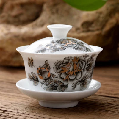 11.11  gaiwan 80cc porcelain tureen Chinese ceramic tea bowl set covered bowl with lid cup saucer China cup bowls on sales new