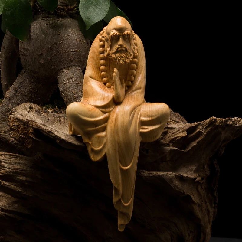 11/15 Cm Dharma Buddha Statue Chinese Home Boxwood Sculpture Crafts Exquisite Figures Wood Decoration Zen Dharma Home Decor