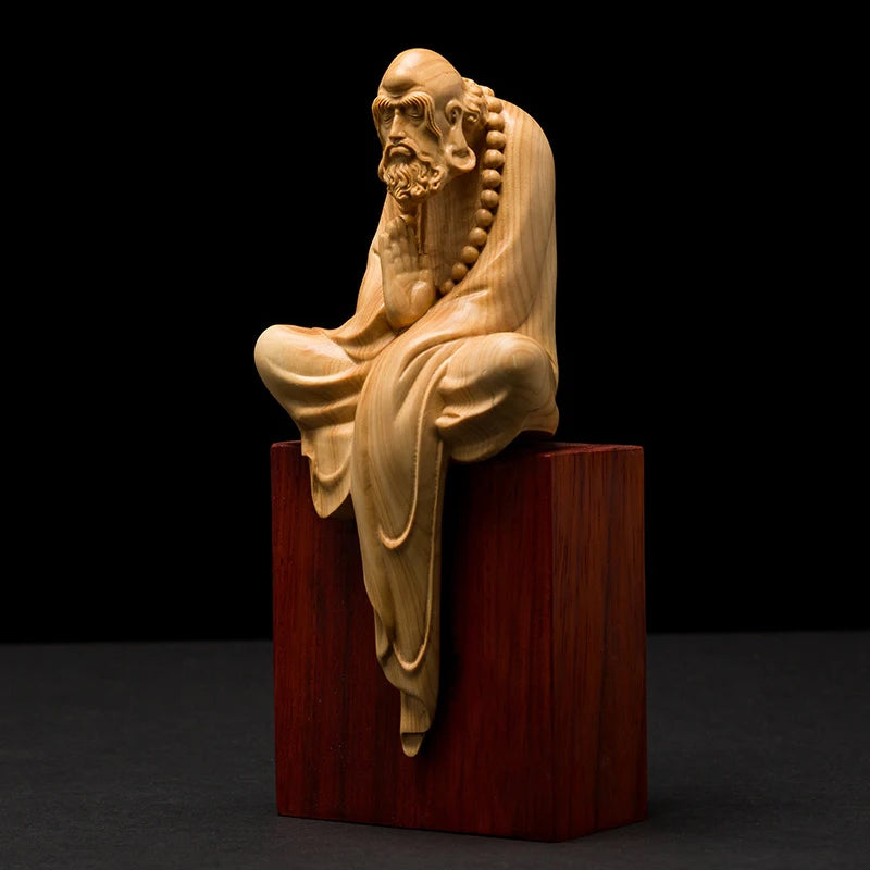 11/15 Cm Dharma Buddha Statue Chinese Home Boxwood Sculpture Crafts Exquisite Figures Wood Decoration Zen Dharma Home Decor