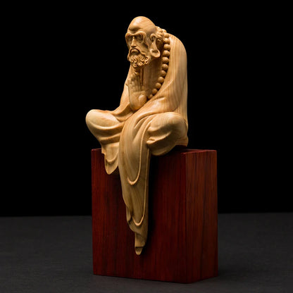 11/15 Cm Dharma Buddha Statue Chinese Home Boxwood Sculpture Crafts Exquisite Figures Wood Decoration Zen Dharma Home Decor