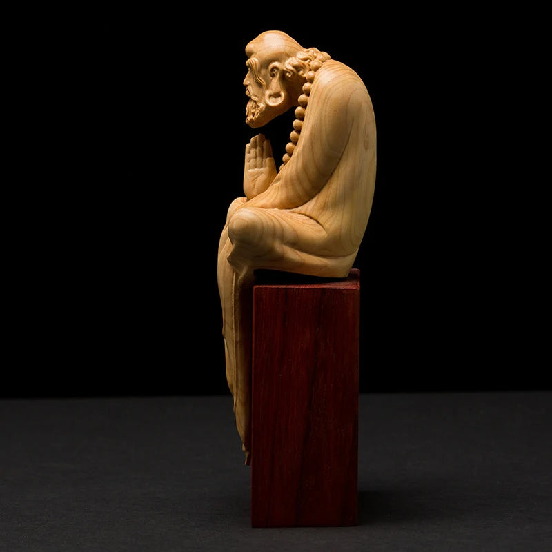 11/15 Cm Dharma Buddha Statue Chinese Home Boxwood Sculpture Crafts Exquisite Figures Wood Decoration Zen Dharma Home Decor