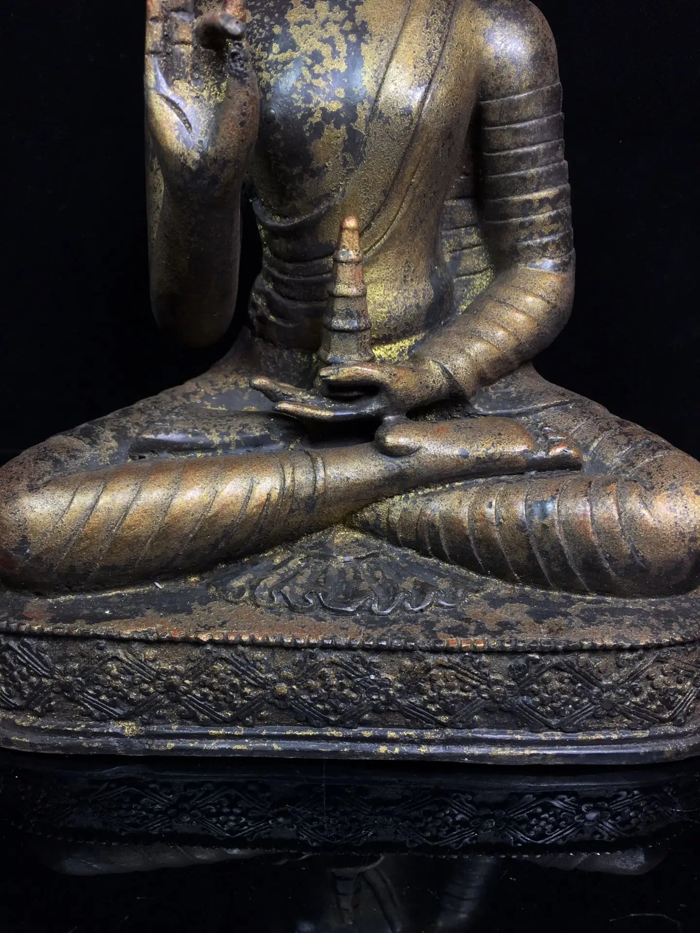 11"Tibetan Temple Collection Old Bronze Cinnabar Northern Wei Buddha Shakyamuni Amitabha worship buddha Town house Exorcism