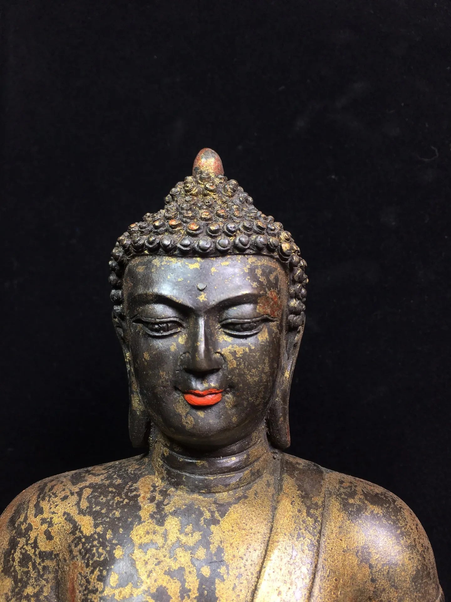 11"Tibetan Temple Collection Old Bronze Cinnabar Northern Wei Buddha Shakyamuni Amitabha worship buddha Town house Exorcism