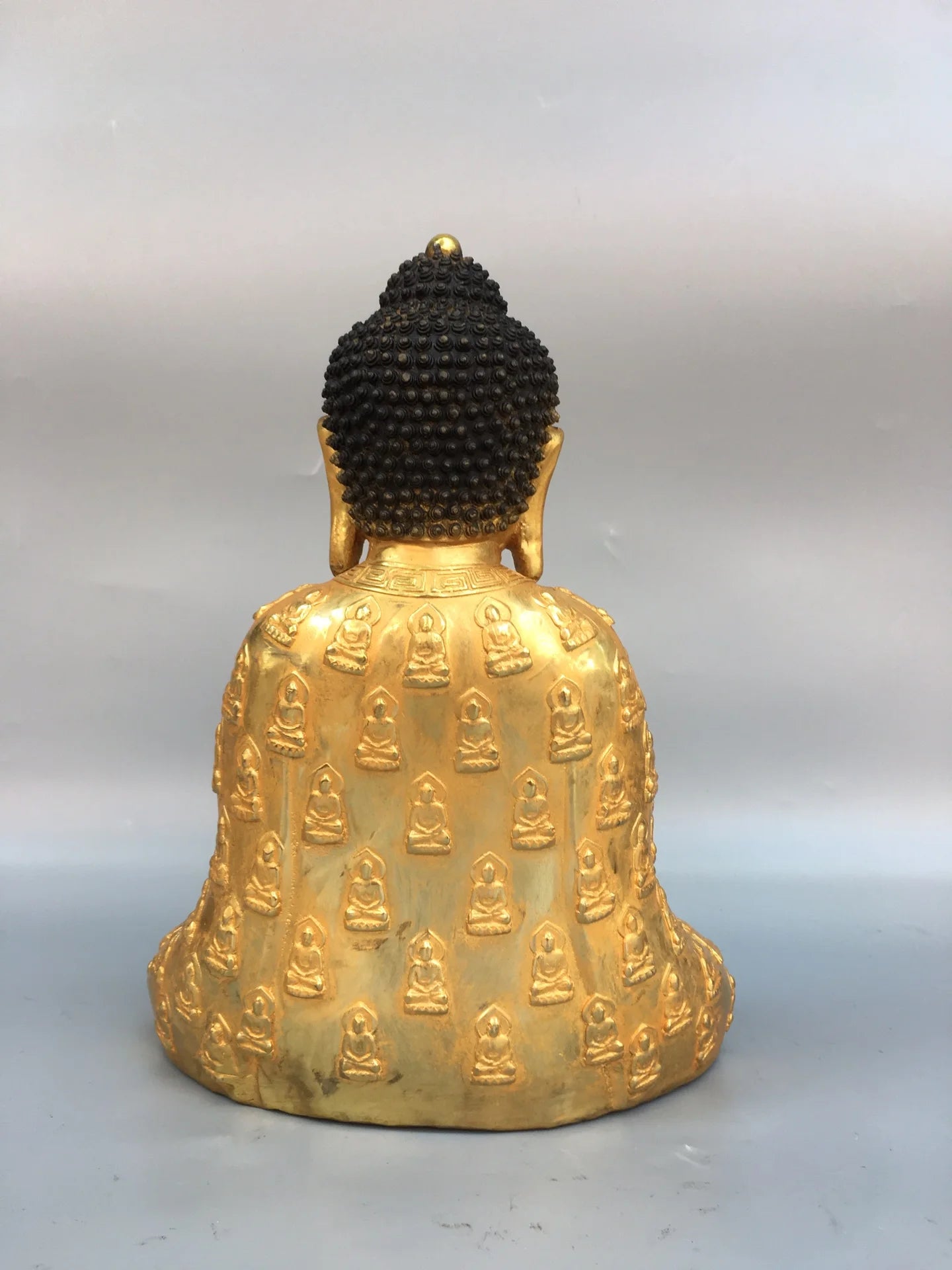11"Tibetan Temple Collection Old Bronze Gilded Amitabha Shakyamuni Buddha statue cassock Sitting Buddha Worship Hall Town house