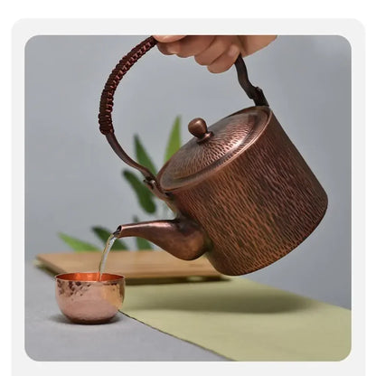 1100ML Pure Copper Hammer Pattern Teapot Handmade Kettle Boiler Antique Tableware Teaware
