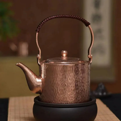 1100ML Pure Copper Hammer Pattern Teapot Handmade Kettle Boiler Antique Tableware Teaware