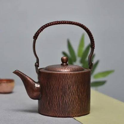 1100ML Pure Copper Hammer Pattern Teapot Handmade Kettle Boiler Antique Tableware Teaware