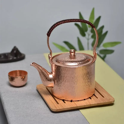 1100ML Pure Copper Hammer Pattern Teapot Handmade Kettle Boiler Antique Tableware Teaware