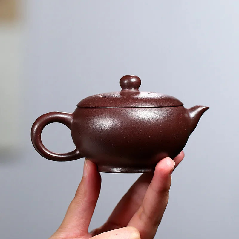 110cc Aged ZiNi Chinese Yixing Zisha Purple Clay Handmade Small Fanggu Teapot