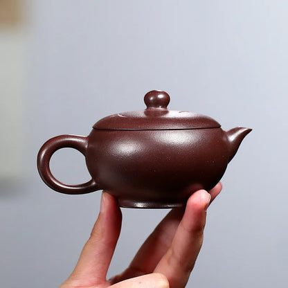 110cc Aged ZiNi Chinese Yixing Zisha Purple Clay Handmade Small Fanggu Teapot