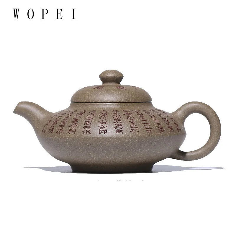 110ml Chinese Yixing Purple Clay Teapot Master Hand-carved Heart Sutra Tea Pot Raw Ore Duan Mud Handmade Kettle Zisha Tea Set