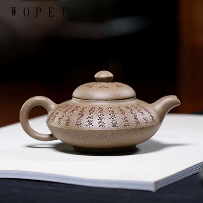 110ml Chinese Yixing Purple Clay Teapot Master Hand-carved Heart Sutra Tea Pot Raw Ore Duan Mud Handmade Kettle Zisha Tea Set